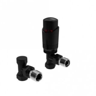 K-Rad Designer Thermostatic Radiator Valve Angled Twin Pack Black