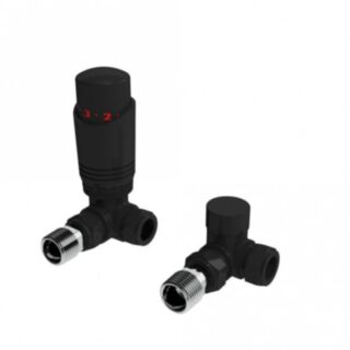 K-Rad Designer Thermostatic Radiator Valve Corner Twin Pack Black