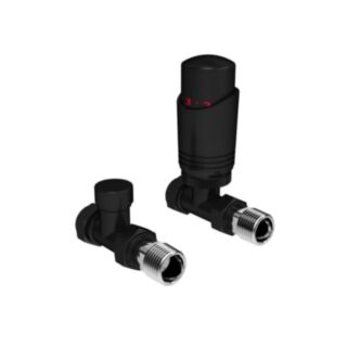 K-Rad Designer Thermostatic Radiator Valve Straight Twin Pack Black