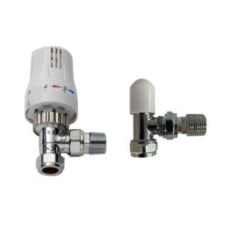 K-Therm TRV & Lockshield Style Angled Radiator Valve Twin Pack