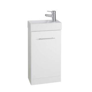 K-VIT Encore Cube Cloakroom Vanity Cabinet With Basin Gloss White 220x410mm