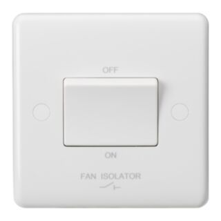 Knightsbridge Curved Edge 3 Pole Fan Isolator Switch 10AX White