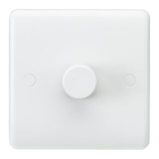 Knightsbridge Curved Edge Dimmer Switch 1 Gang 2 Way 400W White