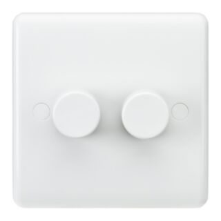 Knightsbridge Curved Edge Dimmer Switch 2 Gang 2 Way 400W White