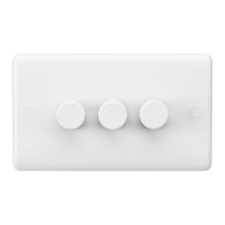 Knightsbridge Curved Edge Dimmer Switch 3 Gang 2 Way 400W White