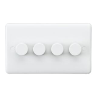 Knightsbridge Curved Edge Dimmer Switch 4 Gang 2 Way 400W White