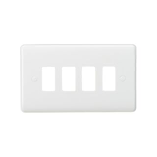 Knightsbridge Curved Edge Grid Faceplate 4 Gang White
