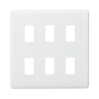 Knightsbridge Curved Edge Grid Faceplate 6 Gang