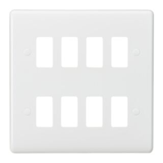 Knightsbridge Curved Edge Grid Faceplate 8 Gang