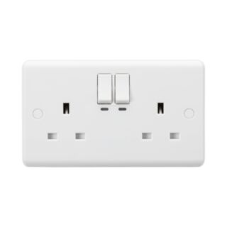Knightsbridge Curved Edge Smart Voice Control Switched Socket 2 Gang 13Amp White