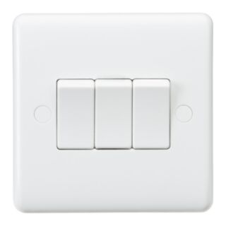 Knightsbridge Curved Edge Switch 3 Gang 2 Way 10AX White