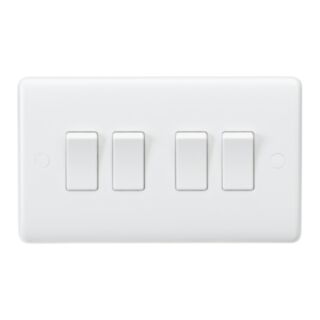 Knightsbridge Curved Edge Switch 4 Gang 2 Way 10AX White
