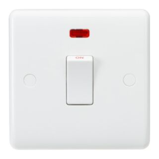 Knightsbridge Curved Edge Switch Double Pole With Neon 1 Gang 20Amp White