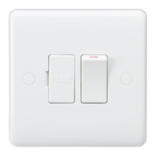 Knightsbridge Curved Edge Switched Fused Spur Unit With Flex Outlet From Base 13Amp White