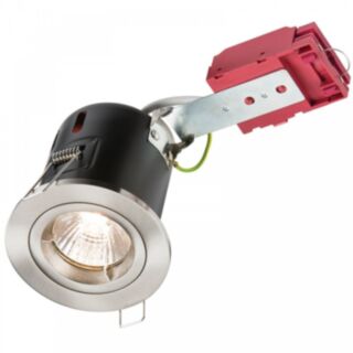 Knightsbridge GU10 Fixed Downlight Fire Rated Brushed Chrome 50W 230V