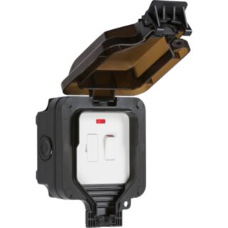 Knightsbridge Outdoor Fused Spur With Neon Black IP66 13Amp