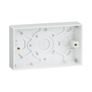Knightsbridge Square Edge Pattress Box 2 Gang White 25mm