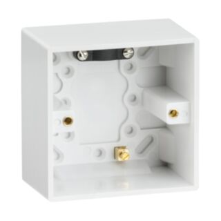 Knightsbridge Square Edge Pattress Box With Earth Terminal 1 Gang White 47mm