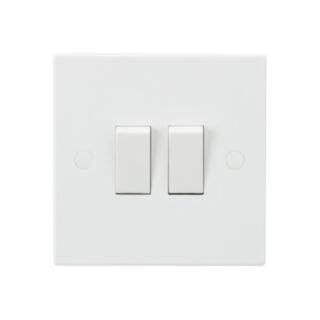 Knightsbridge Square Edge Switch 2 Gang 2 Way 10AX White