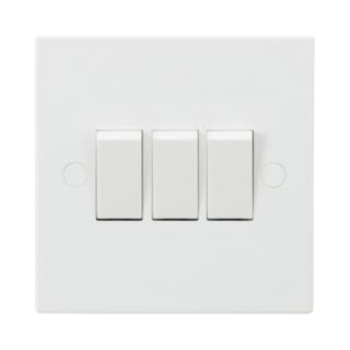 Knightsbridge Square Edge Switch 3 Gang 2 Way 10AX White