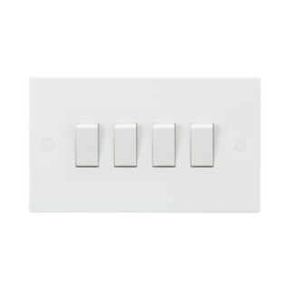 Knightsbridge Square Edge Switch 4 Gang 2 Way 10AX White