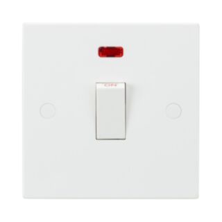 Knightsbridge Square Edge Switch Double Pole With Neon 1 Gang 20Amp White
