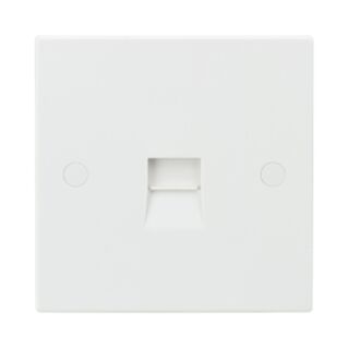 Knightsbridge Square Edge Telephone/Data Socket Master 1 Gang White