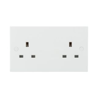 Knightsbridge Square Edge Unswitched Socket 2 Gang 13Amp White