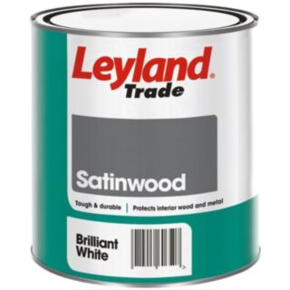 Leyland Trade Satinwood Paint Brilliant White 750ml
