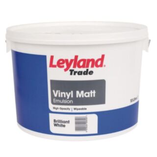 Leyland Trade Vinyl Matt Paint Brilliant White 10ltr