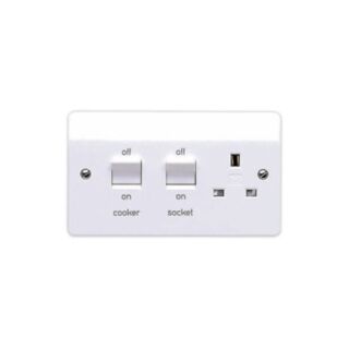 MK Logic Plus Moulded 45Amp Cooker Switch With 13Amp Switched Socket Double Pole White