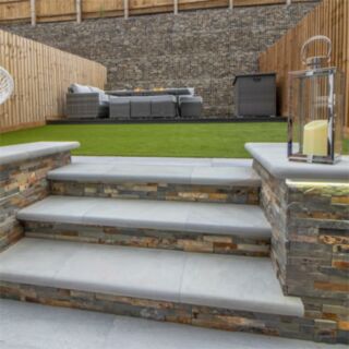 Marshalls Fairstone Sawn Versuro Bullnose Step Centre Stone Antique Silver 50x350x560mm