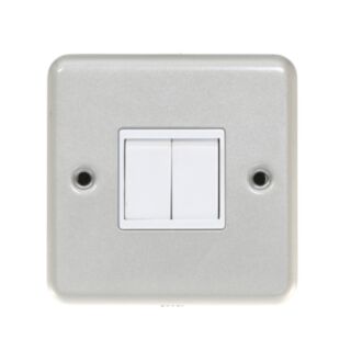 Metalclad Light Switch 2 Gang 2 Way 10Amp