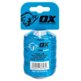 OX Pro Builders Line Nylon High Vis Cyan 105mtr
