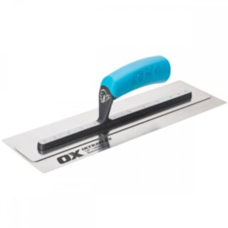 OX Pro UltraFlex Finishing Trowel Stainless Steel With Ergonomic Soft Grip Handle 110x355mm