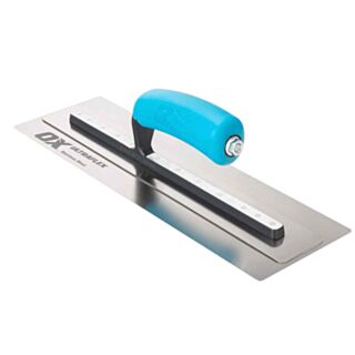OX Pro UltraFlex Finishing Trowel Stainless Steel With Ergonomic Soft Grip Handle 110x405mm