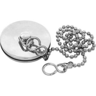 P1 Plumbing Bath Plug, Ball Chain 450mm & S Hook Brass Chrome Plated 1½