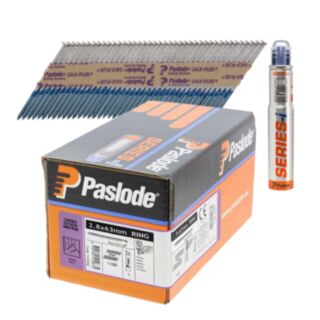 Paslode Angled Nail RounDrive Ring Shank Galv-Plus 2.8x63mm 1100pk (1x Gas Cell