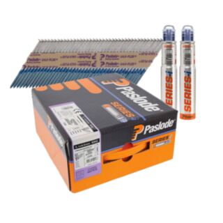 Paslode Angled Nail Pack RounDrive Ring Shank Galv-Plus 3.1x63mm 2200pk With 2 x Gas Cells
