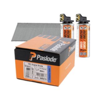 Paslode F16 Angled Brad Pack Electro Galvanized 1.6x51mm 2000pk (2x Gas Cells)