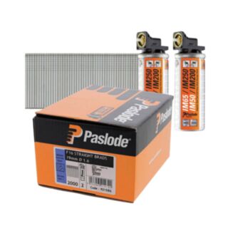 Paslode F16 Straight Brad Pack Electro Galvanized 1.6x19mm 2000pk (2x Gas Cells)