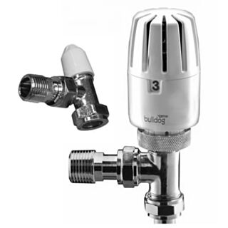 Pegler Bulldog II TRV Angled Valve With Lockshield Set 15mm