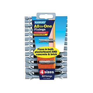 Plasplugs Wall Plugs All In One Grey 52pk