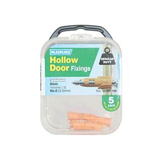 Plasplugs Wall Plugs Hollow Door Yellow 5pk