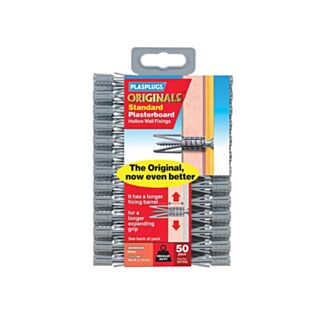 Plasplugs Wall Plugs Plasterboard Grey 50pk