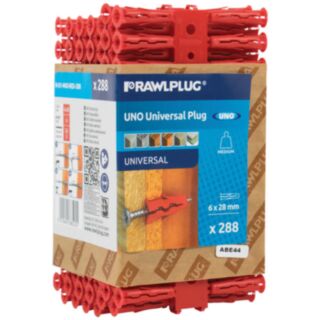 Rawlplug UNO Universal Plastic Wall Plug Red Carded 6x28mm 288pk