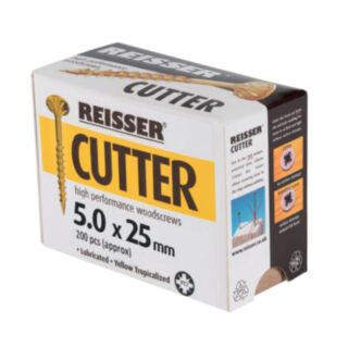 Reisser Cutter Woodscrews Countersunk Pozi Yellow 5.0x25mm 200pk