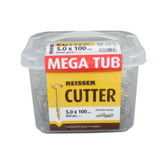 Reisser Cutter Woodscrews Countersunk Pozi Yellow Mega Tub 5.0x100mm 800pk