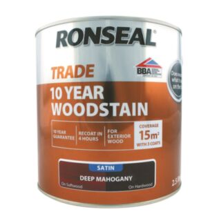 Ronseal Trade 10 Year Woodstain Satin Deep Mahogany 2.5ltr