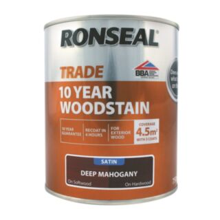 Ronseal Trade 10 Year Woodstain Satin Deep Mahogany 750ml